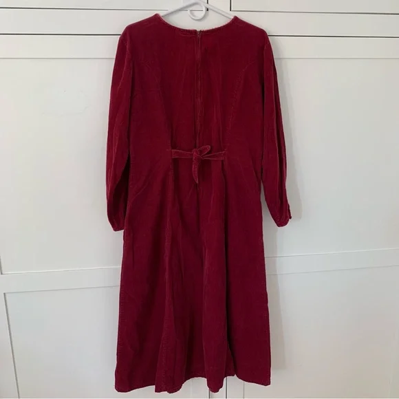 Vintage FADS Burgandy Curduroy Witch Gothic Vampire Long Sleeve Midi Dress - Picture 9 of 10